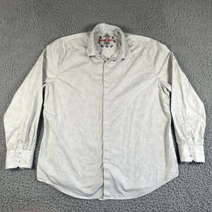 Robert Graham Shirt Men's XXL Gray Floral Button Up Flip Cuff Classic‎ Fit 2XL